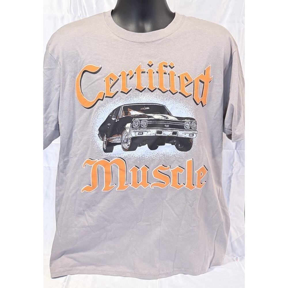 Legend Muscle Car Graphic Cotton Crew Neck T-Shirt Gray Men's Short Sleeve M